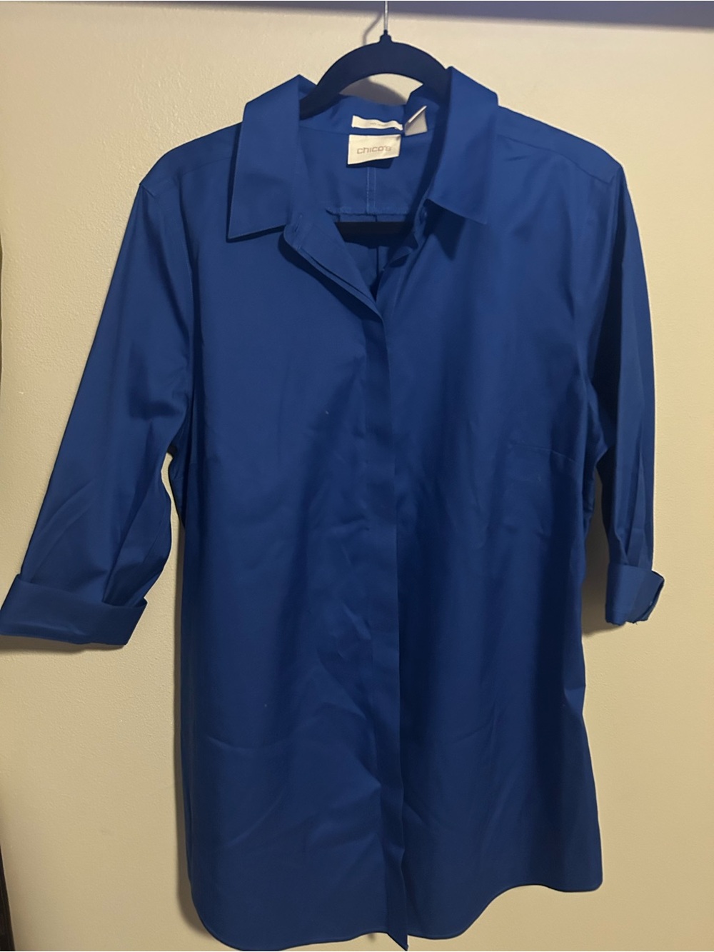 Chico's Royal Blue Longline Shirt Jacket